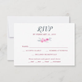 Moderne rosa graue Aquarellfarben Blume Frühjahrsh RSVP Karte