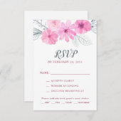 Moderne rosa graue Aquarellfarben Blume Frühjahrsh RSVP Karte (Vorne/Hinten)