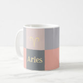 Moderne rosa graue Äries Kaffeetasse (Vorderseite Links)
