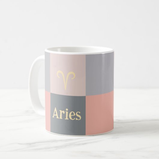 Moderne rosa graue Äries Kaffeetasse (Vorderseite Links)