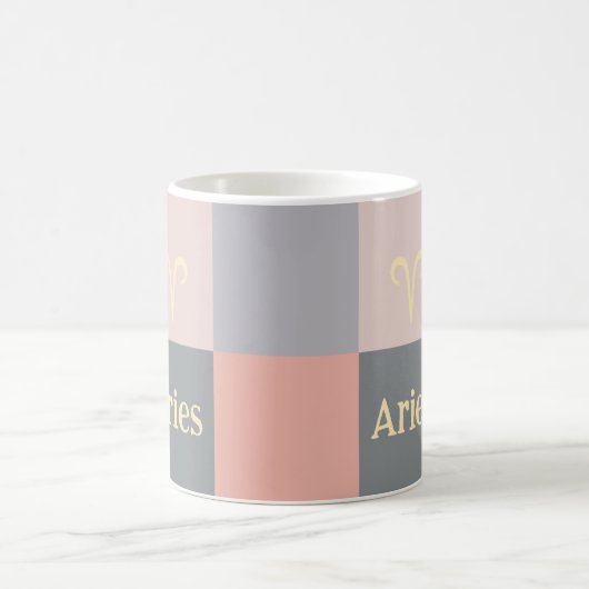 Moderne rosa graue Äries Kaffeetasse (Mittel)