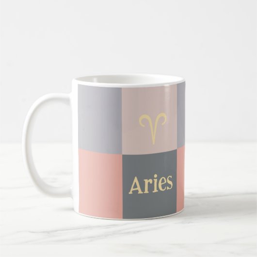 Moderne rosa graue Äries Kaffeetasse (Links)