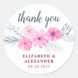 Moderne rosa graue Blume Runder Aufkleber