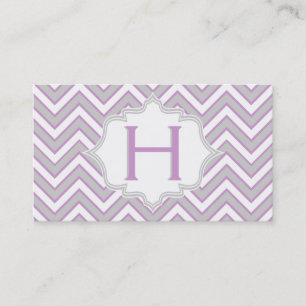 Moderne rosa, graue Chevron-Monogramm personalisie Visitenkarte