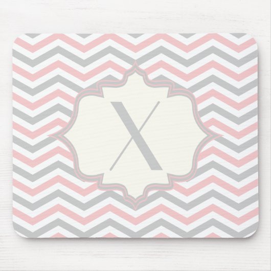 Moderne rosa, graue, Elfenbeinfarben Zickzack Must Mousepad (Vorne)
