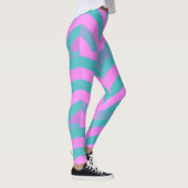 Moderne rosa/grüne Chevronen Leggings (Rechts)