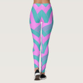 Moderne rosa/grüne Chevronen Leggings (Rückseite)