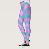 Moderne rosa/grüne Chevronen Leggings (Links)
