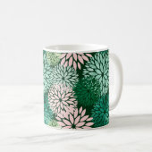 Moderne rosa grüne Dahlia Kaffeetasse (VorderseiteRechts)