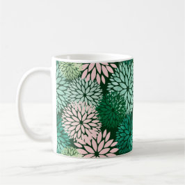 Moderne rosa grüne Dahlia Kaffeetasse