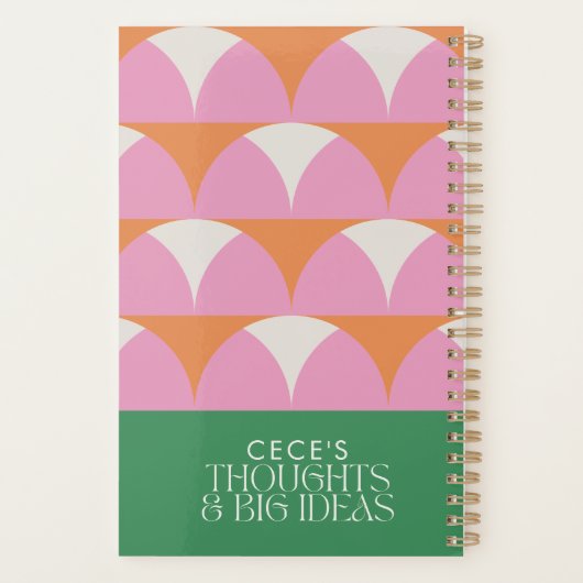 Moderne rosa grüne geometrische Gedanken Ideen Planer (Rückseite)