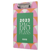 Moderne rosa grüne geometrische große Pläne Klemmbrett (Links)