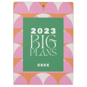 Moderne rosa grüne geometrische große Pläne Klemmbrett (Rückseite)