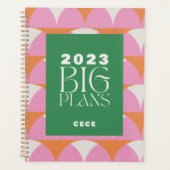 Moderne rosa grüne geometrische große Pläne Planer (Vorderseite)