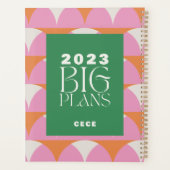 Moderne rosa grüne geometrische große Pläne Planer (Rückseite)