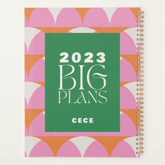 Moderne rosa grüne geometrische große Pläne Planer (Rückseite)