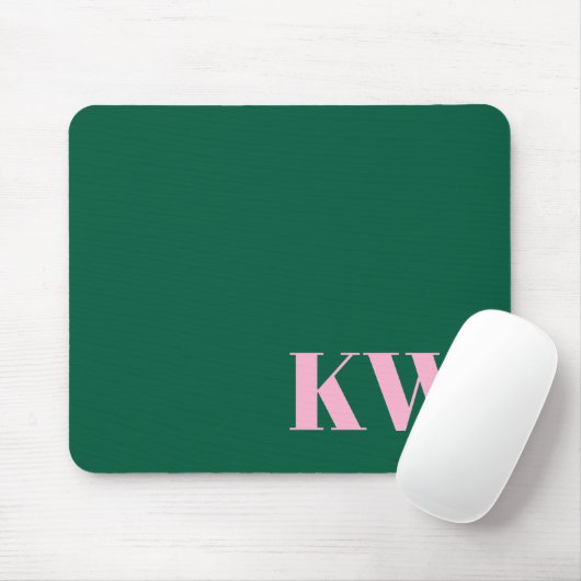 Moderne rosa grüne Monogramm Anfangsbuchstaben per Mousepad (Mit Mouse)