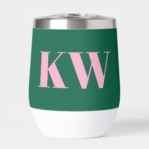Moderne rosa grüne Monogramm-Initialen personalisi