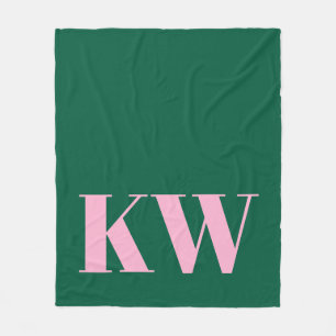 Moderne rosa-grüne Monogramm-Initialen personalisi Fleecedecke