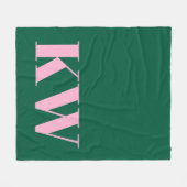 Moderne rosa-grüne Monogramm-Initialen personalisi Fleecedecke (Vorderseite (Horizontal))