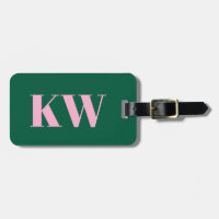Moderne rosa grüne Monogramm-Initialen personalisi