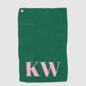 Moderne rosa grüne Monogramm-Initialen personalisi Golfhandtuch (Vorderseite)