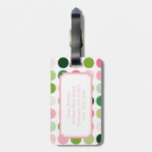 Moderne rosa grüne Polka-Punkte Muster Monogramm Gepäckanhänger (Rückseite vertikal)