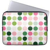 Moderne rosa grüne Polka-Punkte Muster Monogramm Laptopschutzhülle (Vorderseite)