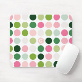 Moderne rosa grüne Punkte Muster Monogramm Mousepad (Mit Mouse)