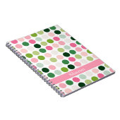 Moderne rosa grüne Punkte Muster Monogramm Notizblock (Rechte Seite)