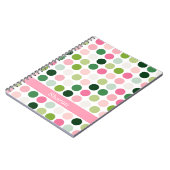 Moderne rosa grüne Punkte Muster Monogramm Notizblock (Linke Seite)