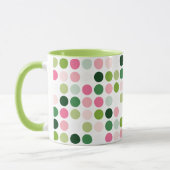 Moderne rosa grüne Punkte Muster Monogramm Tasse (Links)