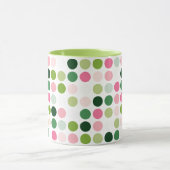 Moderne rosa grüne Punkte Muster Monogramm Tasse (Zentrum)