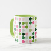 Moderne rosa grüne Punkte Muster Monogramm Tasse (Vorderseite Links)