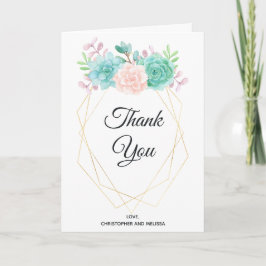 Moderne rosa & grüne Sukkulente Hochzeit Vielen Da Karte