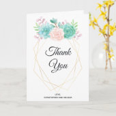 Moderne rosa & grüne Sukkulente Hochzeit Vielen Da Karte (Gelbe Blume)