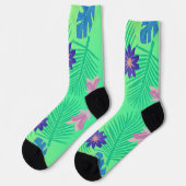 Moderne rosa grüne und violette Tropen Socken (Linkes Detail)