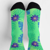 Moderne rosa grüne und violette Tropen Socken (Oben)