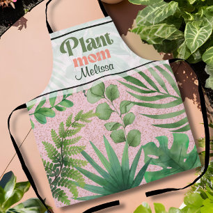Moderne rosa grüne Wasserfarben-Blätter Pflanze Mu Schürze