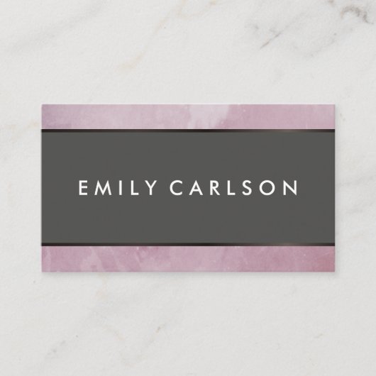 Moderne rosa Grunge mit brauner Metallic-Trim Visitenkarte (Vorderseite)