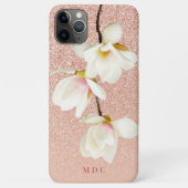 Moderne rosa, gürtelige, personalisierte Magnolien Case-Mate iPhone Hülle (Rückseite)