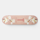 Moderne rosa gürtellose Monogramm personalisierte Skateboard (Horizontal)