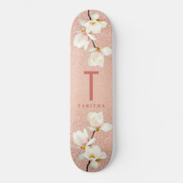 Moderne rosa gürtellose Monogramm personalisierte  Skateboard