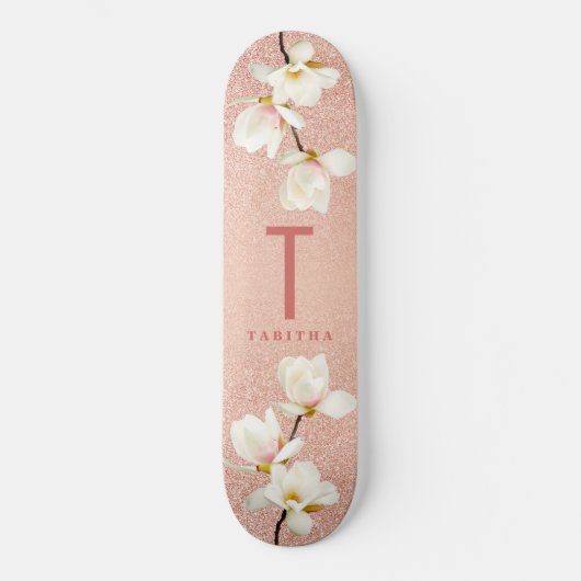 Moderne rosa gürtellose Monogramm personalisierte Skateboard (Vorderseite)