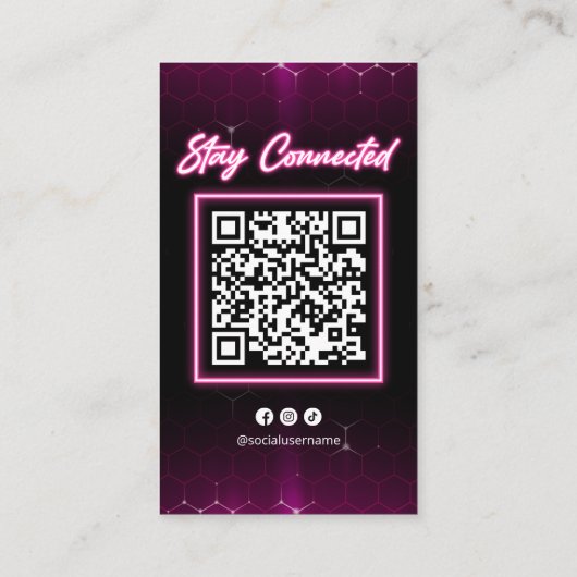 Moderne rosa Haar Salon Qr Code Social Media Visitenkarte (Rückseite)