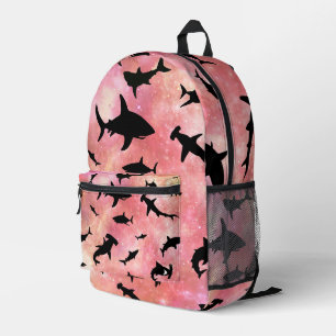 Moderne rosa Hai Gefälle Raum Galaxie Mädchen Bedruckter Rucksack