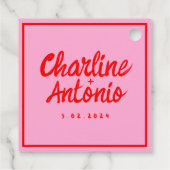 Moderne Rosa Handschrift Retro Hochzeit Geschenkanhänger (Rückseite)