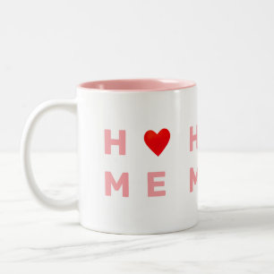 Moderne rosa Haus & Herz Zweifarbige Tasse