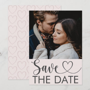 Moderne Rosa-Herz-Hochzeit 'Save the Date' Foto Ka Save The Date