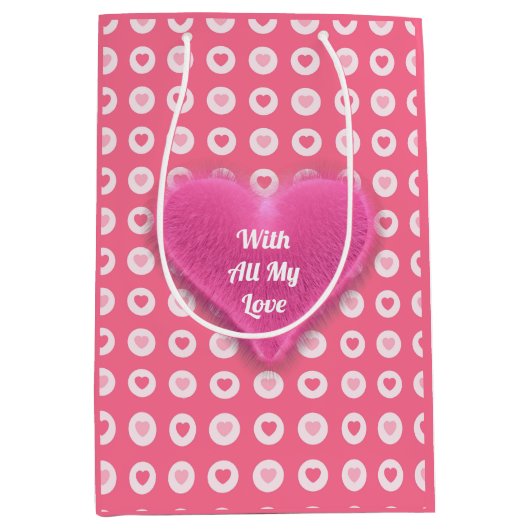 Moderne rosa Herz-Liebe-Sammlung Mittlere Geschenktüte (Vorderseite)